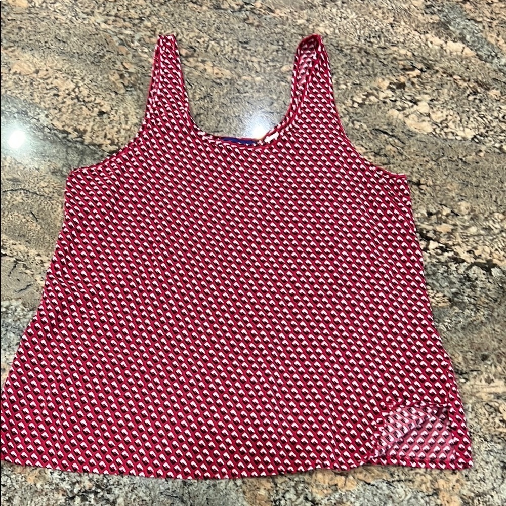 Sears Red Sleeveless Tank Top with Geo-pattern